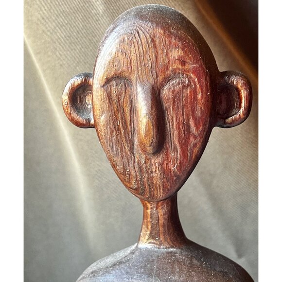 Handcrafted Wooden Abstract Female Figure Sculpture Vintage 13” T - Picture 2 of 14